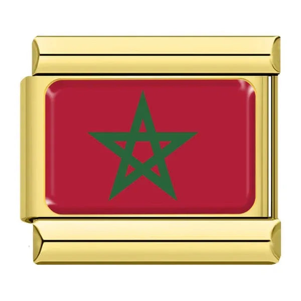 Charm Dorado Bandera de Marruecos