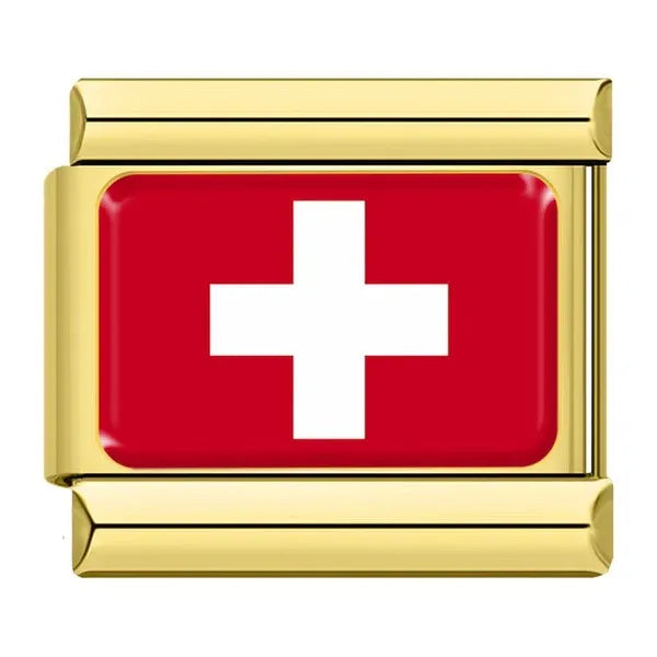 Charm Dorado Bandera de Suiza