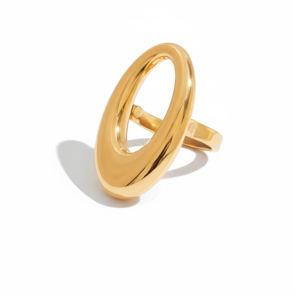 Anillo Dorado Ovalado Minimalista
