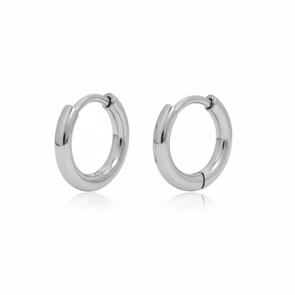 Aretes Plateados Argolla Mini