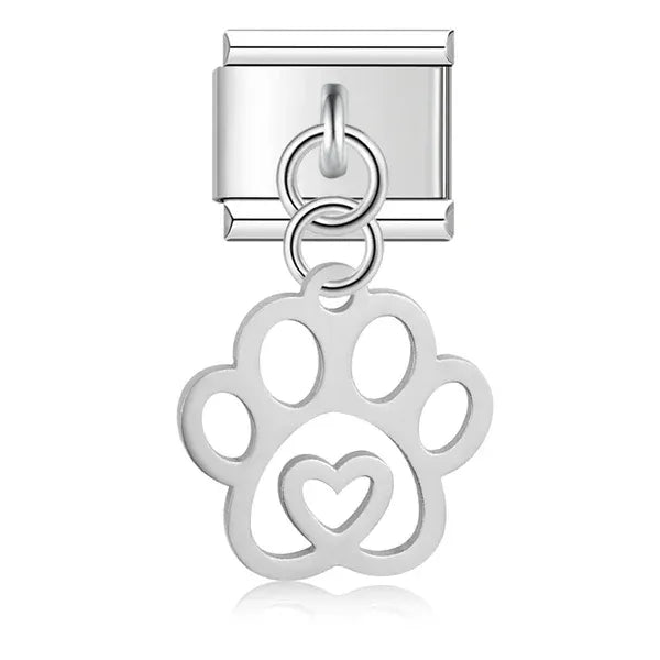 Charm Colgante Huella de Mascota con Corazón