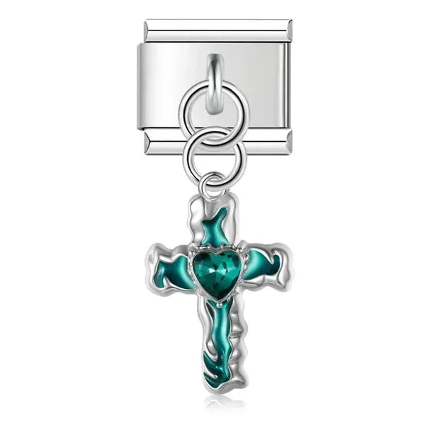 Charm Colgante Cruz con Corazón