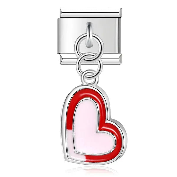 Charm Colgante Corazón Rosa y Rojo