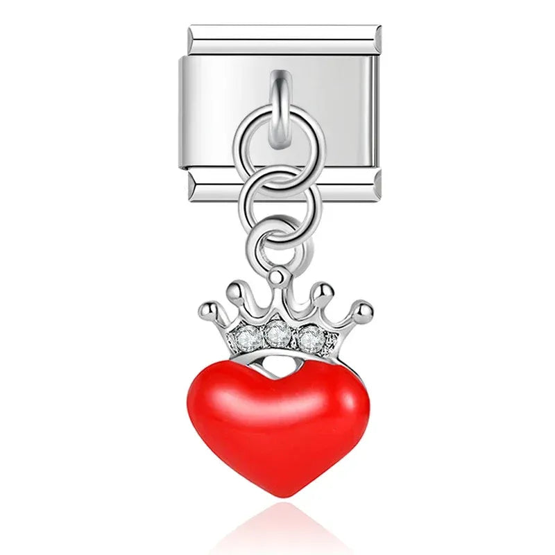 Charm Corazón Rojo con Corona