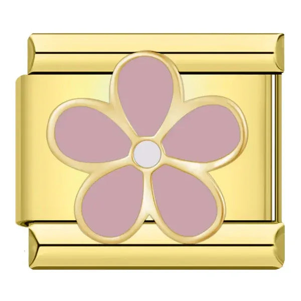 Charm Dorado Flor Rosa