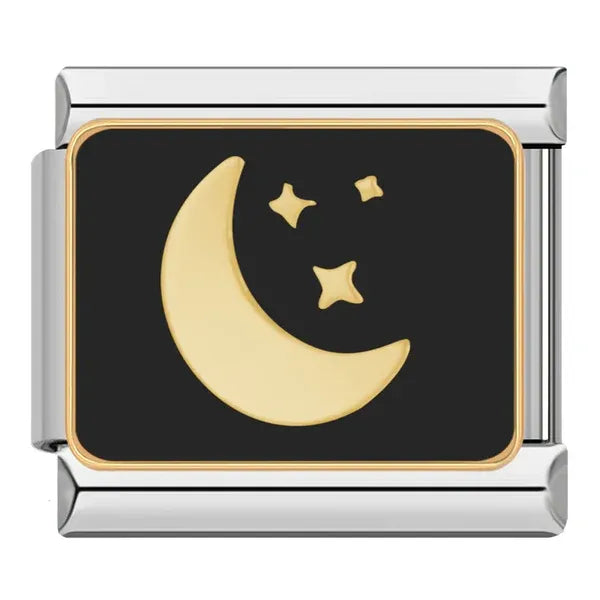 Charm Luna Creciente con Estrellas