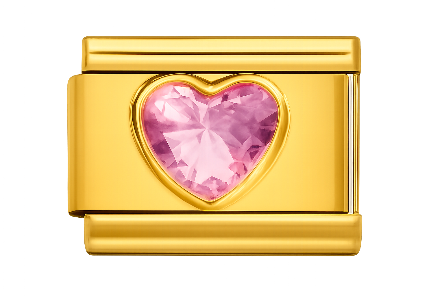 Charm Dorado con Corazón Rosa