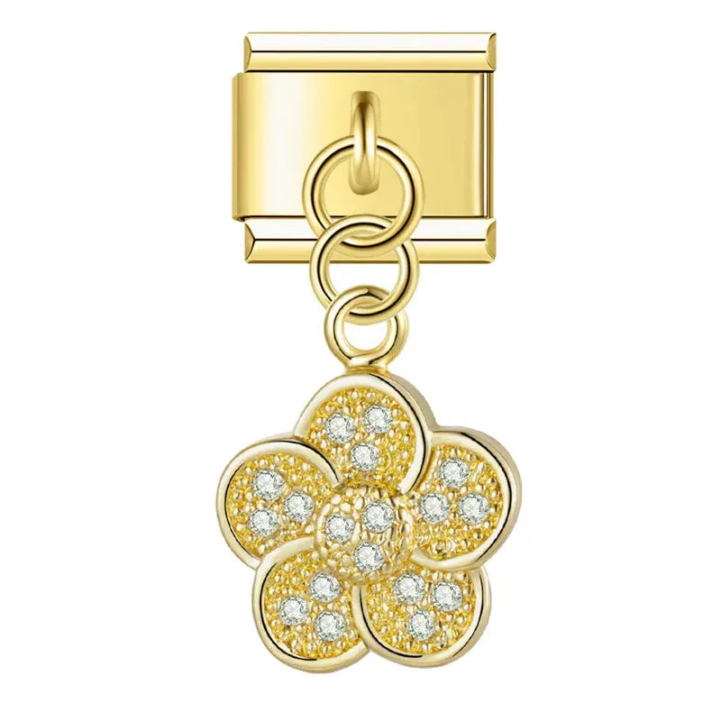 Charm colgante flor en zirconia