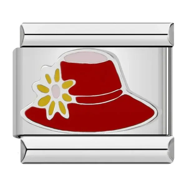 Charm Plateado Sombrero Rojo