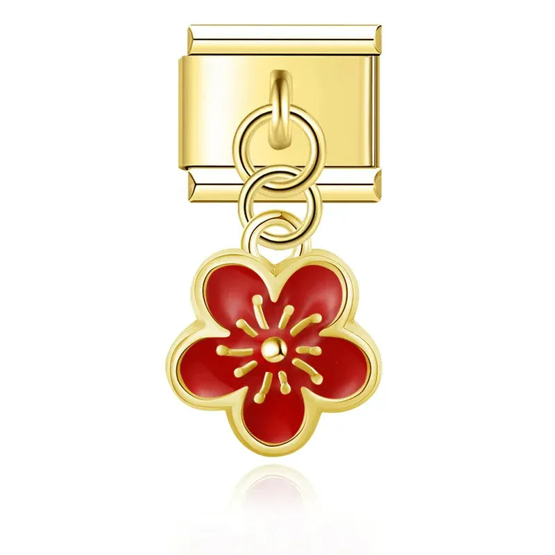 Charm colgante flor roja