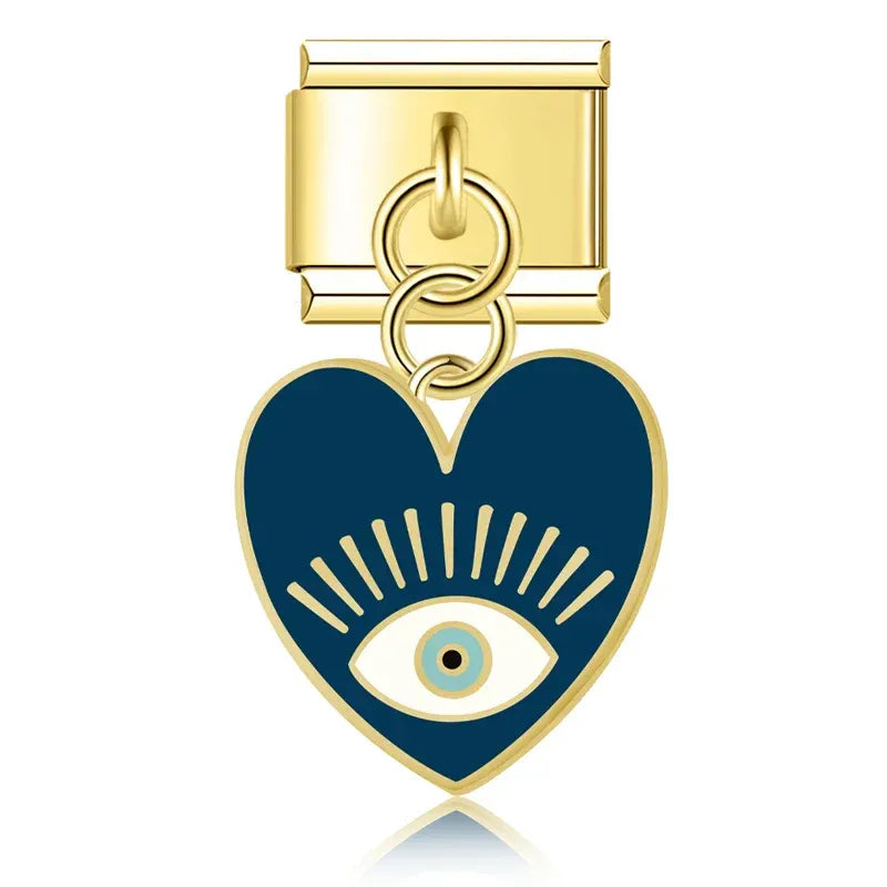 Charm colgante corazon ojo turco azul