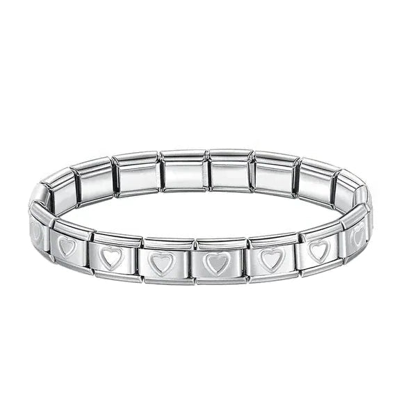 Brazalete Plateado Corazones