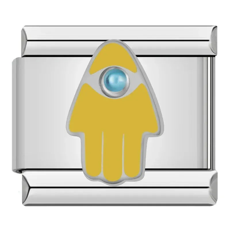 Charm Hamsa Amarilla con Ojo Turco