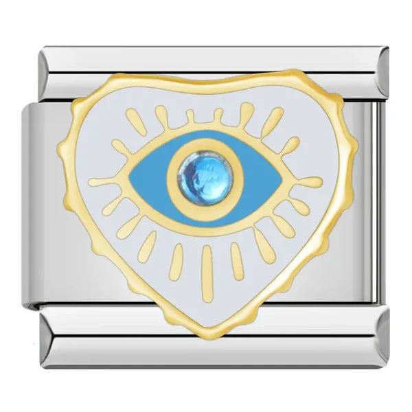 Charm Ojo Turco Corazón Dorado