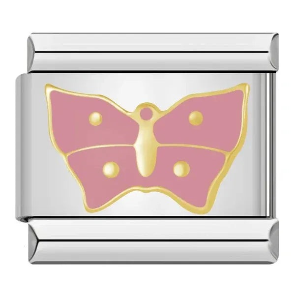 Charm Mariposa Rosa con Detalles Dorados