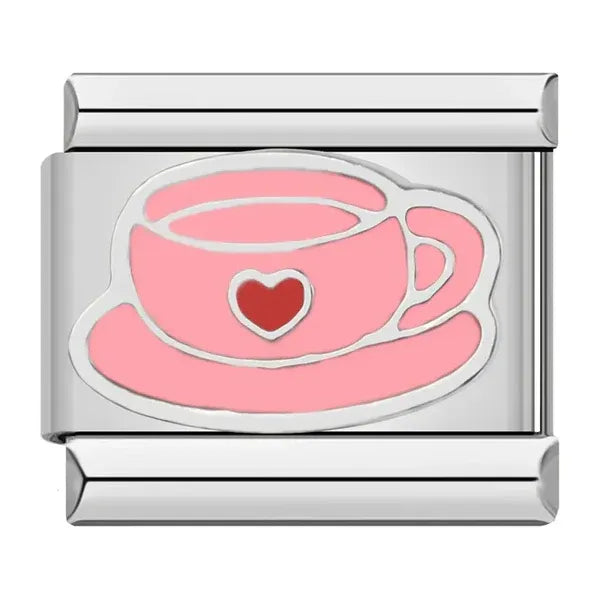 Charm Taza de Café Rosa con Corazón