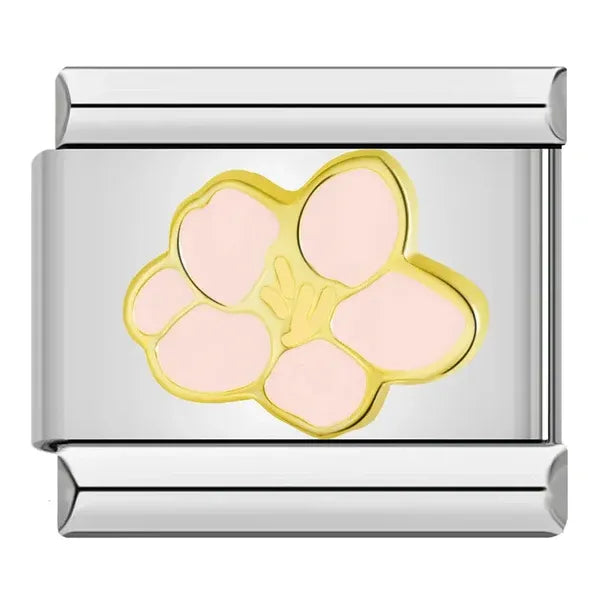 Charm Flor Dorada con Pétalos Rosa