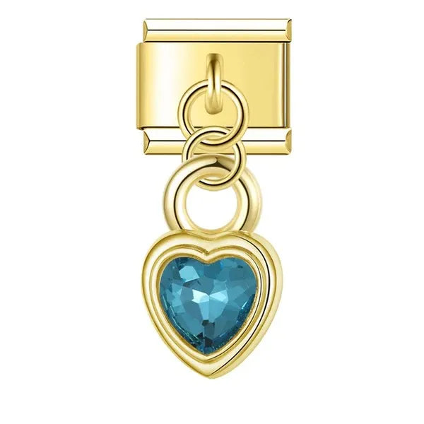 Charm Corazón con Cristal Azul