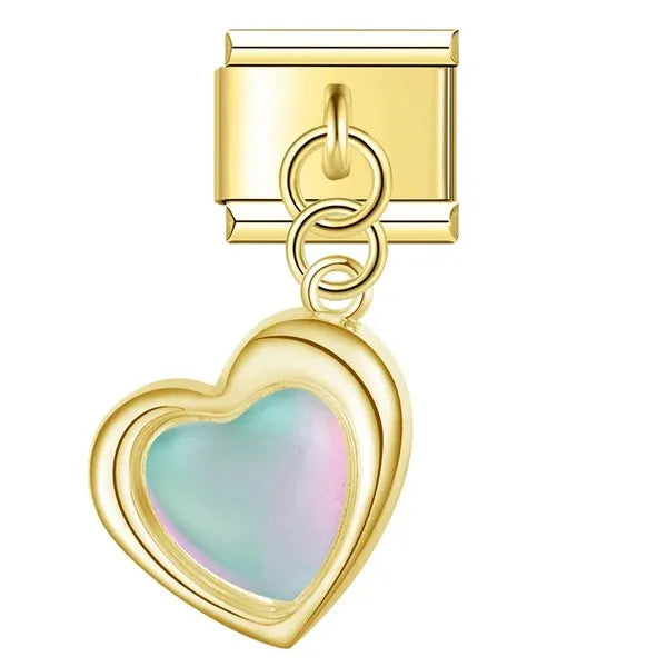 Charm Corazón Nácar Iridiscente